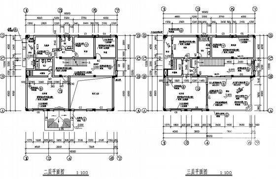 3层花园式别墅建筑施工CAD图纸 - 3