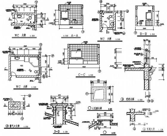 3层框架结构花园式别墅建筑施工CAD图纸（F型） - 4