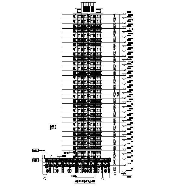 公寓商业工程4号楼裙楼外立面幕墙装饰工程建筑施工CAD图纸 - 1