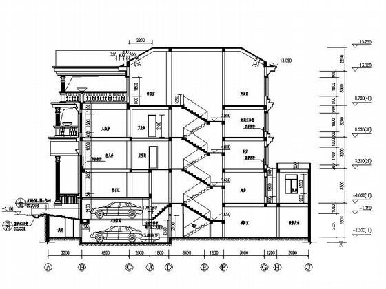16x25米4层欧式豪华别墅建筑施工CAD图纸 - 2