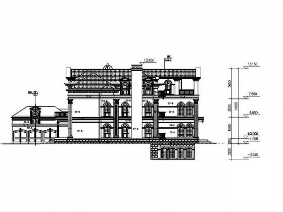 34.4x29米意大利式奢华3层别墅建筑施工CAD图纸 - 4