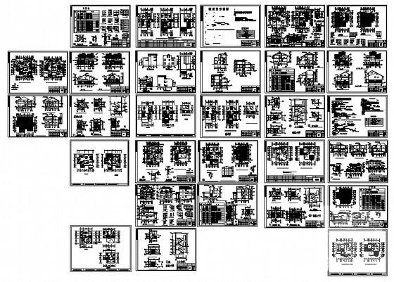 山庄2层B型别墅（五栋）建筑施工CAD图纸 - 2