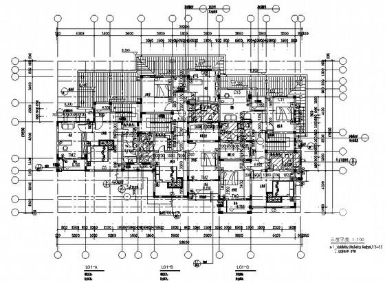 欧陆风格3层联排别墅建筑施工CAD图纸 - 1