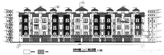 西班牙风格3层联排别墅住宅楼建筑施工CAD图纸（效果图纸、砌体结构） - 5