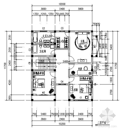 新农村实用砌体结构3层独栋别墅建筑施工CAD图纸 - 2