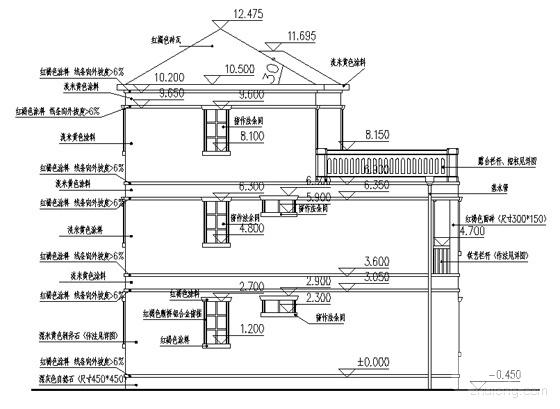 新农村实用砌体结构3层独栋别墅建筑施工CAD图纸 - 3