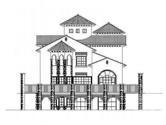 2层欧陆风格独栋别墅建筑施工CAD图纸 - 1