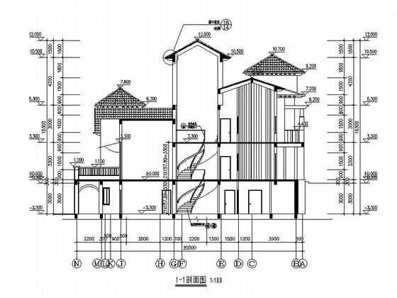2层欧陆风格独栋别墅建筑施工CAD图纸 - 3