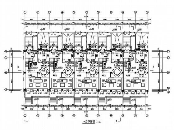 3层五联排别墅建筑施工套CAD图纸 - 1