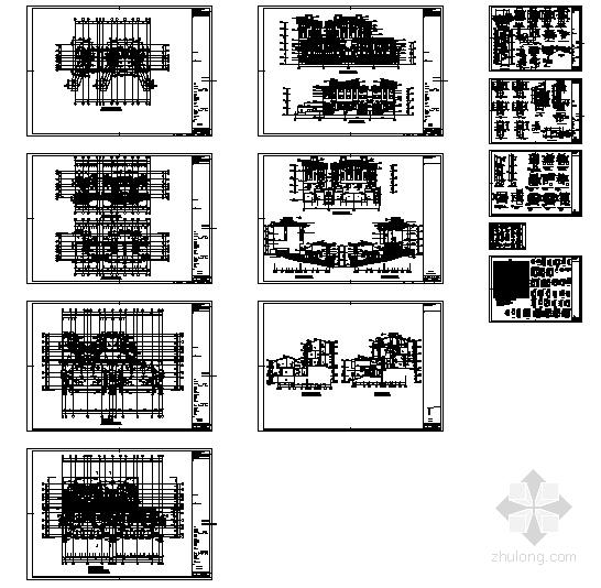 海岸项目5层叠院拼接别墅建筑施工CAD图纸（D12型、框架结构） - 1
