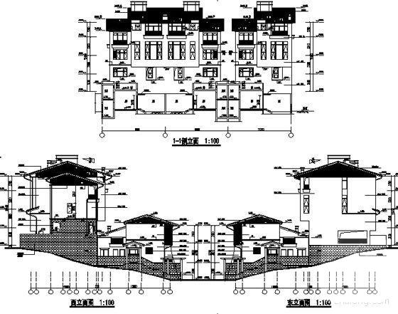 海岸项目叠院拼接别墅建筑施工CAD图纸（框架结构） - 1