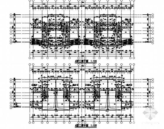 海岸项目框架结构5层叠院拼接别墅建筑施工CAD图纸（D2，D3，D8，D9型） - 2
