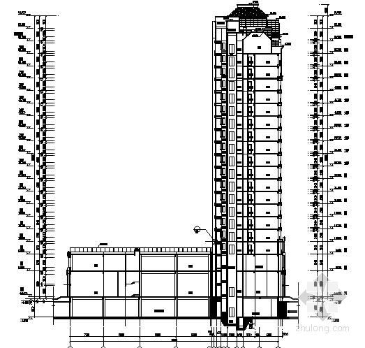 欧陆风格19层剪力墙结构高档商住楼建筑施工CAD图纸 - 2