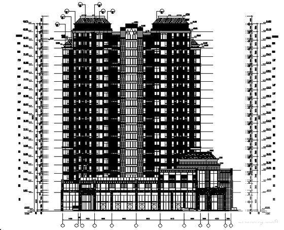 欧陆风格19层剪力墙结构高档商住楼建筑施工CAD图纸 - 4