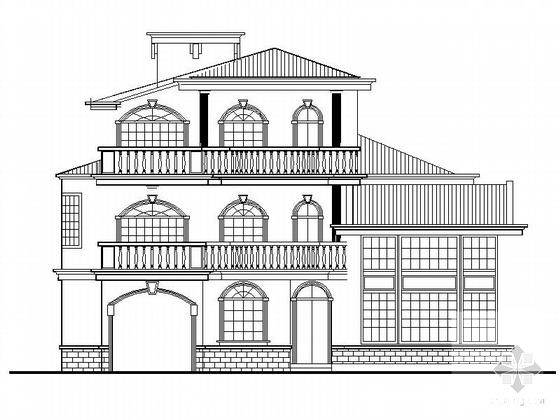 欧陆风格3层别墅建筑施工套CAD图纸 - 1