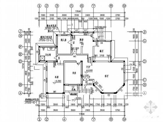 欧陆风格3层别墅建筑施工套CAD图纸 - 2