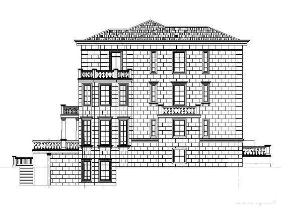 欧陆风格3层度假村别墅改建建筑施工CAD图纸 - 1