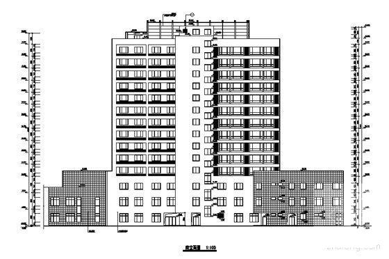 欧陆风格沿街14层框架结构酒店式公寓建筑施工CAD图纸 - 3