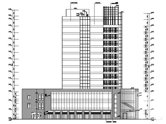 欧陆风格沿街14层框架结构酒店式公寓建筑施工CAD图纸 - 5