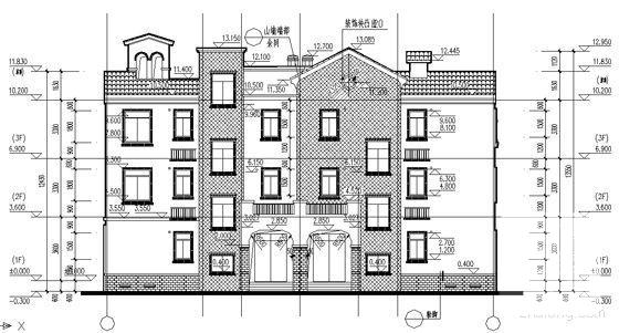 3层地中海风格框架结构豪华双拼别墅建筑施工CAD图纸 - 2