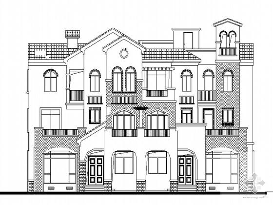 3层地中海风格框架结构豪华双拼别墅建筑施工CAD图纸 - 3