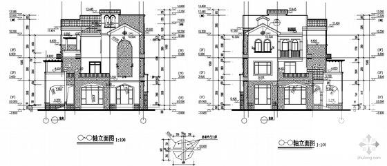 3层地中海风格框架结构豪华双拼别墅建筑施工CAD图纸 - 5