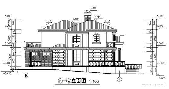 山庄2层坡屋顶别墅建筑CAD施工图纸 - 2