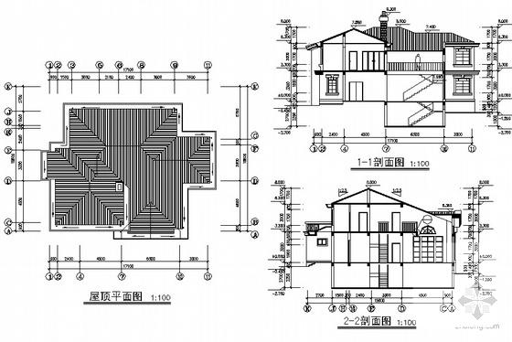 山庄2层坡屋顶别墅建筑CAD施工图纸 - 3