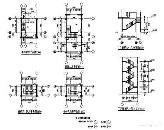 4层联体房建筑施工套CAD图纸 - 5