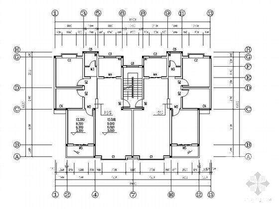 比较精美的6层顶层复式住宅楼建筑扩初CAD图纸 - 2