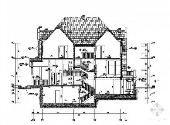 3层高档双拼别墅建筑施工CAD图纸 - 1
