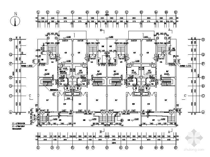 金鹰城3层四联排别墅建筑施工CAD图纸 - 3