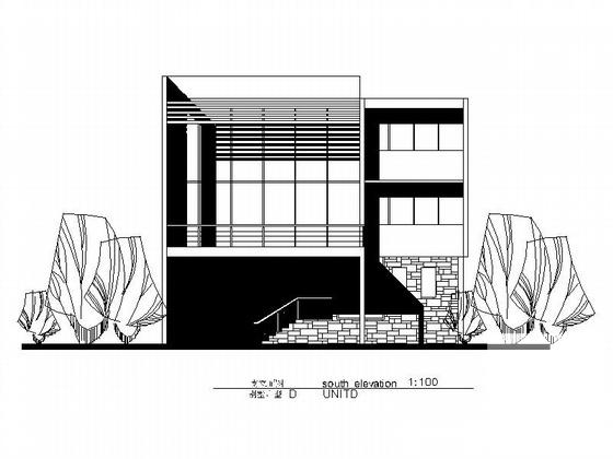 3层山地独栋别墅建筑方案设计CAD图纸（局部两层） - 2