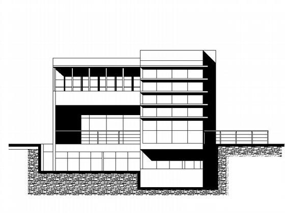 3层山地别墅建筑方案设计CAD图纸（局部两层） - 1