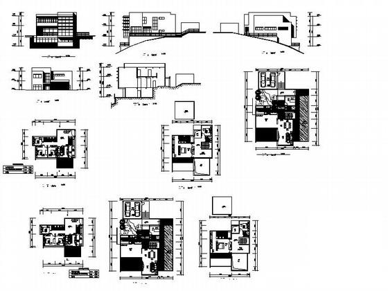 3层山地别墅建筑方案设计CAD图纸（局部两层） - 4