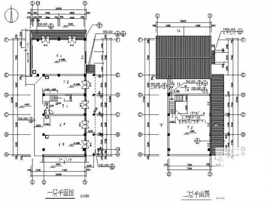 2层框架结构仿古民居建筑施工CAD图纸 - 2