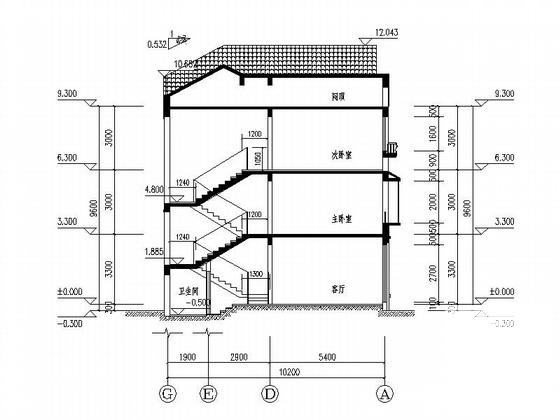 3层西班牙式别墅建筑施工CAD图纸 - 1