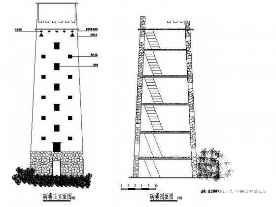 三套羌族民居和碉楼建筑方案设计CAD图纸 - 1