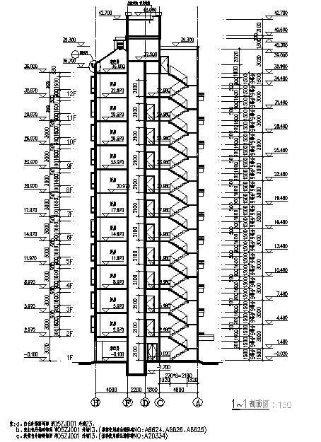 职业技术学院安置住宅小区5号12层住宅楼建筑施工套CAD图纸 - 4