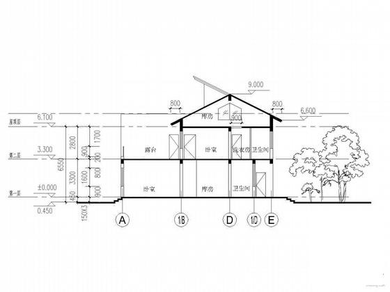 新农村2层坡顶住宅楼建筑设计CAD图纸 - 4