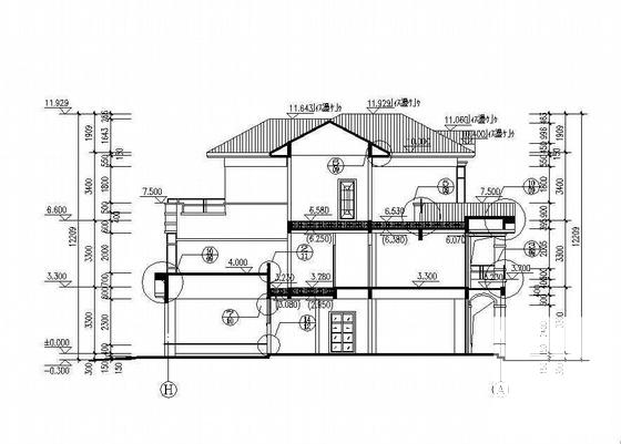 3层坡屋顶独栋小别墅建筑施工CAD图纸(附结算) - 4