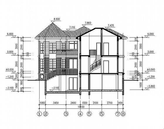3层豪华别墅建筑施工CAD图纸 - 4