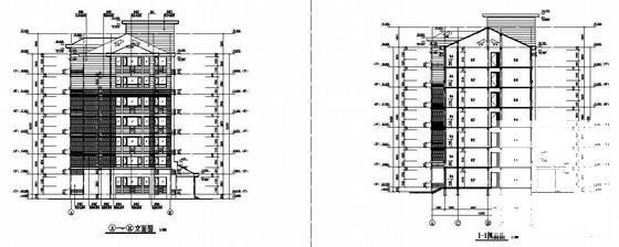 砌体结构7层住宅楼（老年公寓）建筑结构水电CAD施工图纸 - 1