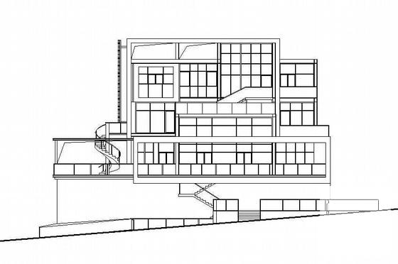 3层坡地独栋小别墅建筑结构CAD施工图纸(有内庭) - 3