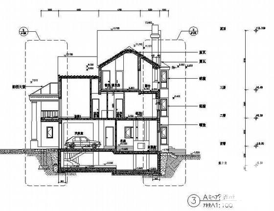 3层欧式独栋别墅建筑施工CAD图纸(有效果图纸) - 1