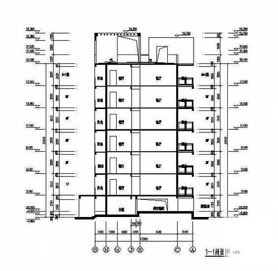 6层住宅楼建筑结构CAD施工图纸（无人防） - 2