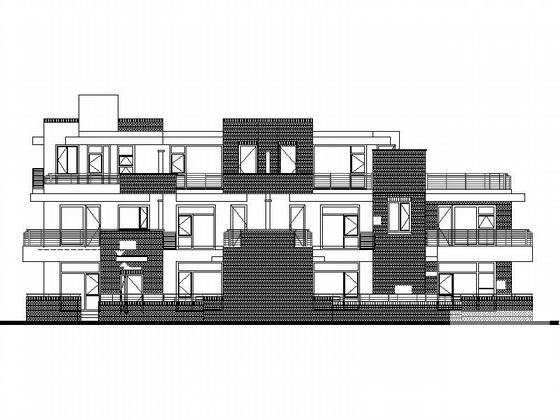 3层四联排现代别墅建筑施工CAD图纸 - 3