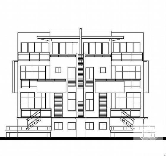 3层联体别墅建筑结构水电全CAD施工图纸（也可自建房） - 3