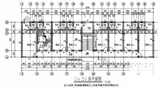 3层教师宿舍楼建筑结构CAD施工图纸 - 2