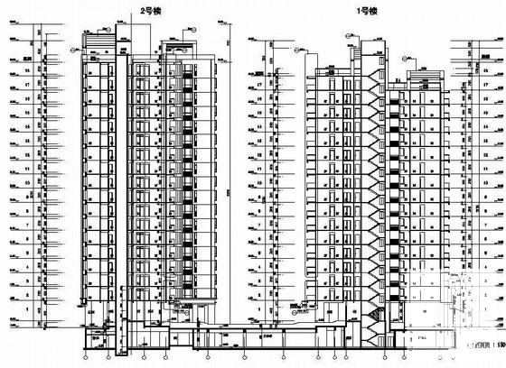 18层商住楼建筑施工CAD图纸（现代风格） - 1